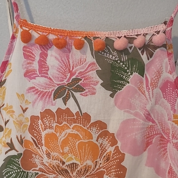 Farm Rio Anthropologie Havanna Cotton Floral Bobbles Midi Maxi Dress XS Petite - Picture 2 of 16